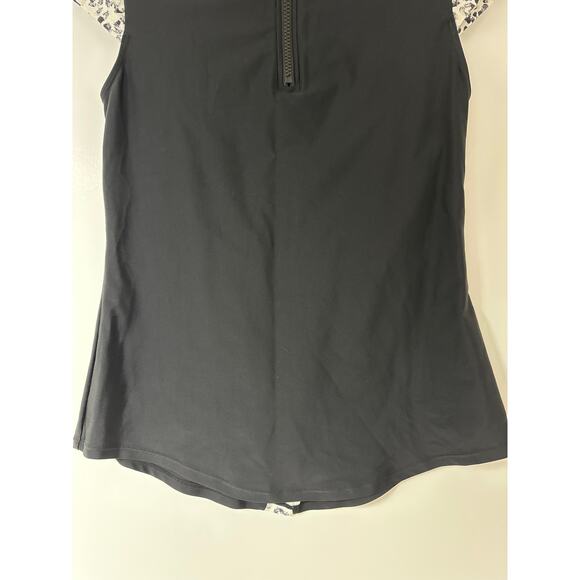 Affriel & Tabbris Rash Guard Swim Top Short Sleeve Black White Animal Print 10 - Picture 4 of 9